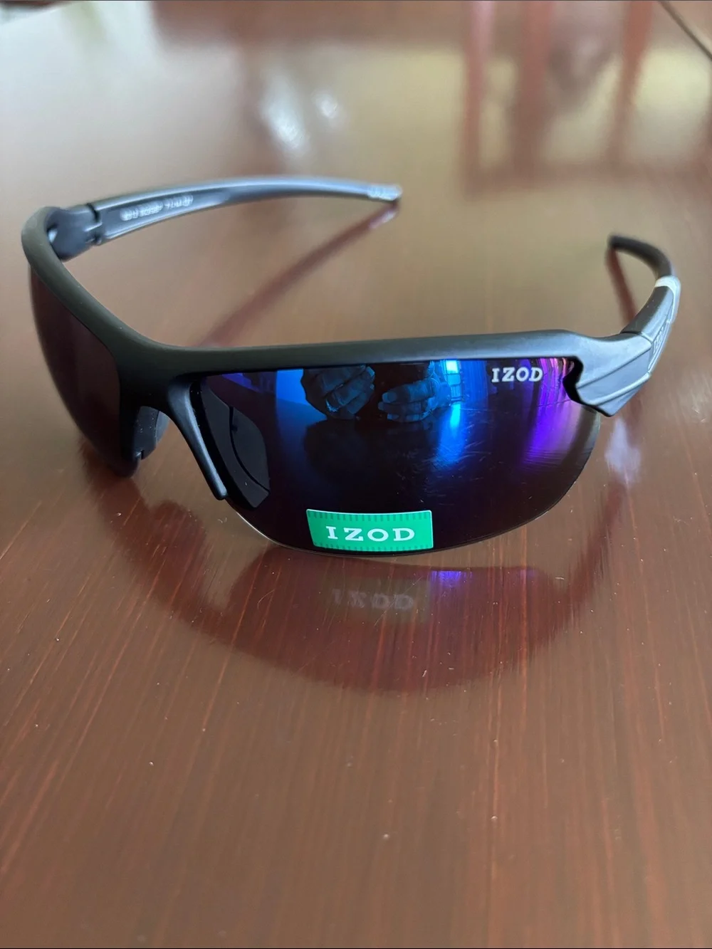 Izod Blue Mirror Rimless wrap around frame, 100% UV protection sporty,6013